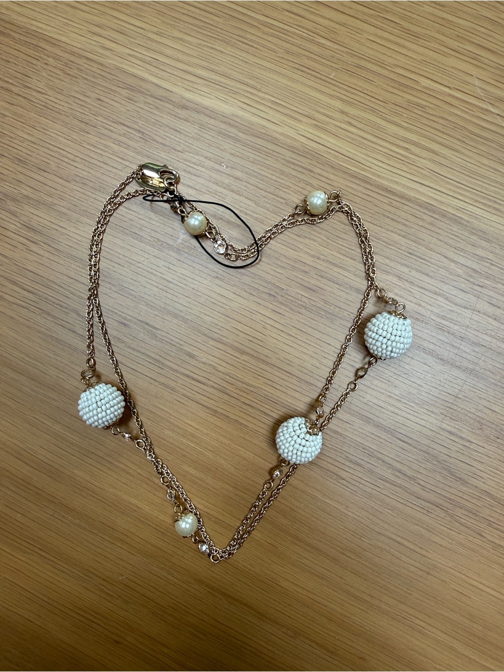 Miriam Haskell Gold-Tone Necklace with Ivory Beaded Orb Pendant Brand New - Picture 10 of 12